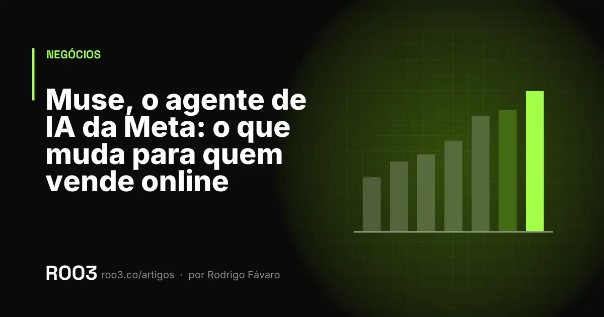 Capa do artigo sobre o Muse, agente de IA da Meta, com o título sobre fundo escuro e barras em verde neon.