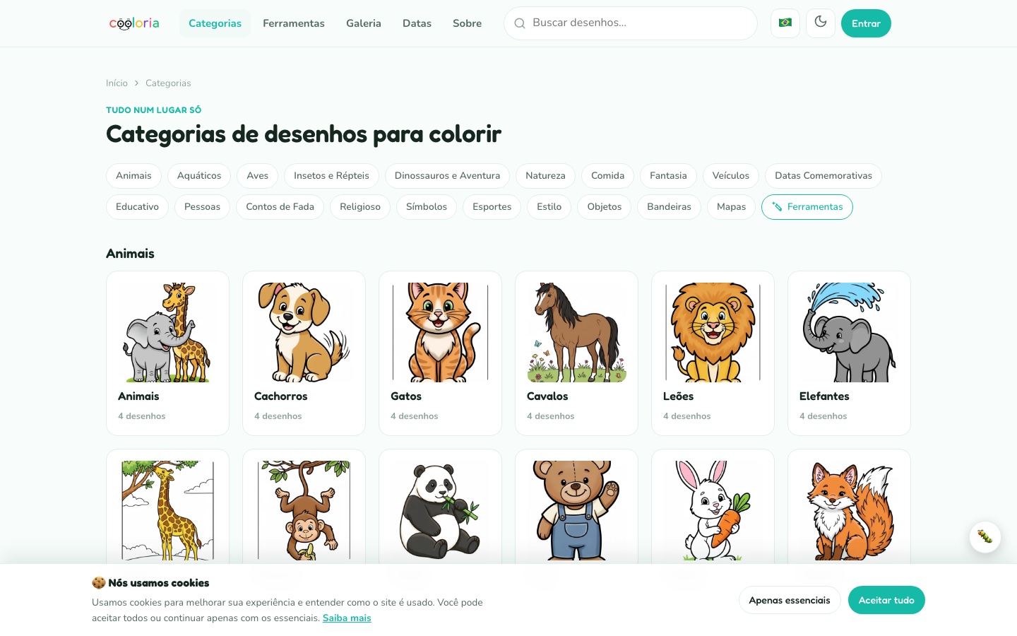Categorias de desenhos para colorir